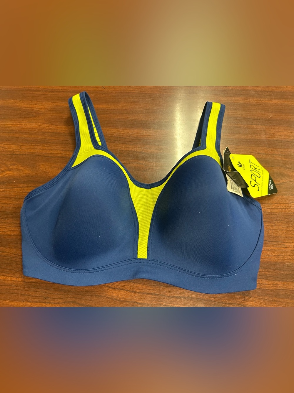 Wacoal Sport Contour Underwire Sports Bra Blue/Yellow Solid 34DDD 853209 NWT